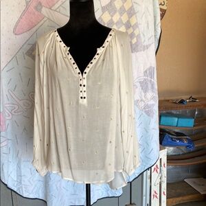 Elegant Cream Blouse with Gold Accents